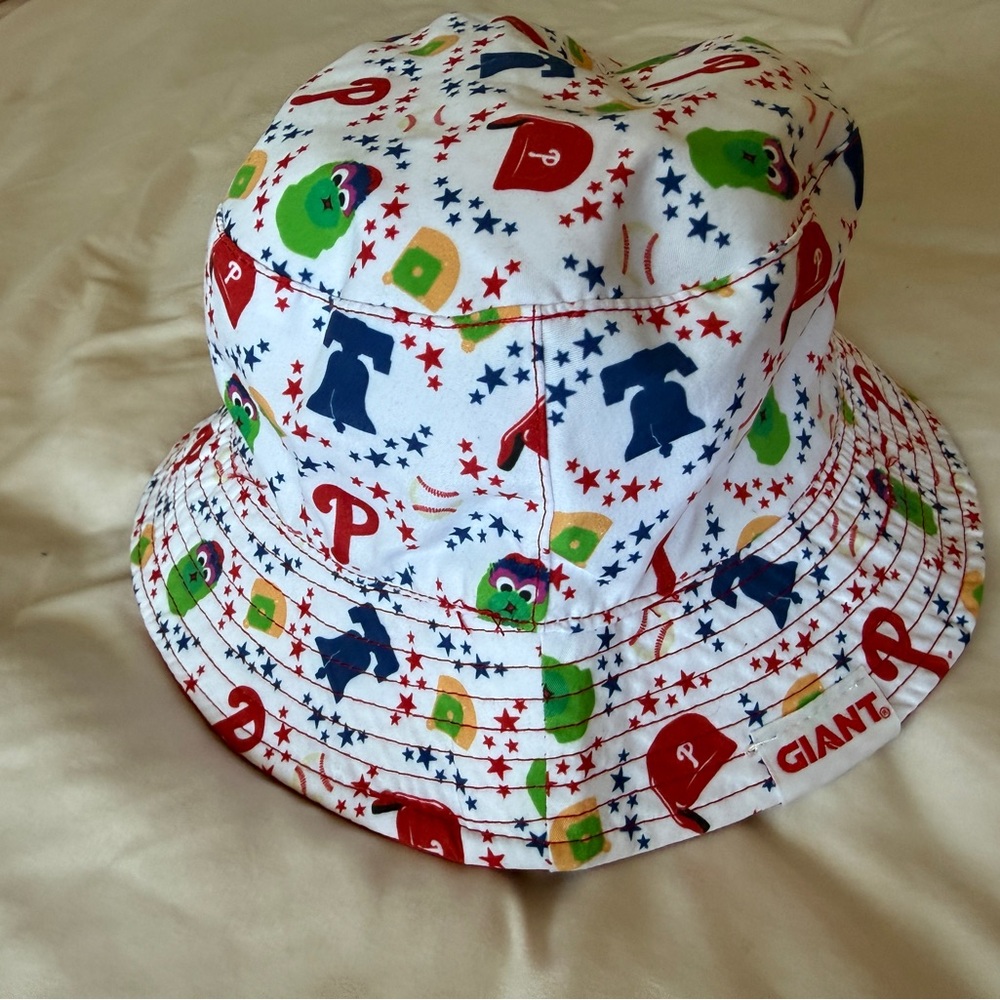 White Philadelphia Phillies design Bucket Hat